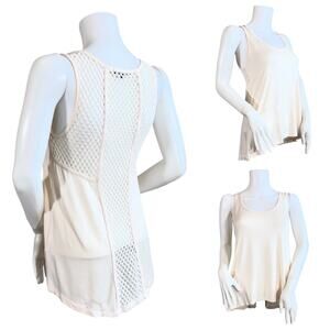 Tart Collections Crochet Mesh Back Cream Tank Top SZ S $99
